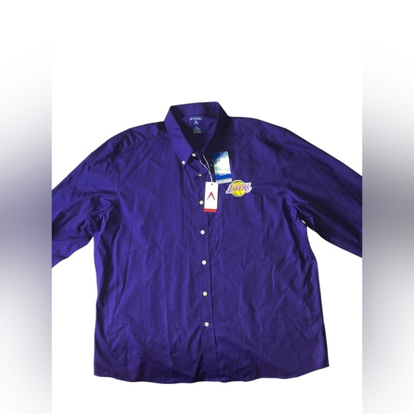 Sold Antigua X NBA Los Angeles Lakers dynasty dress shirt purple 2XL - Picture 2 of 7